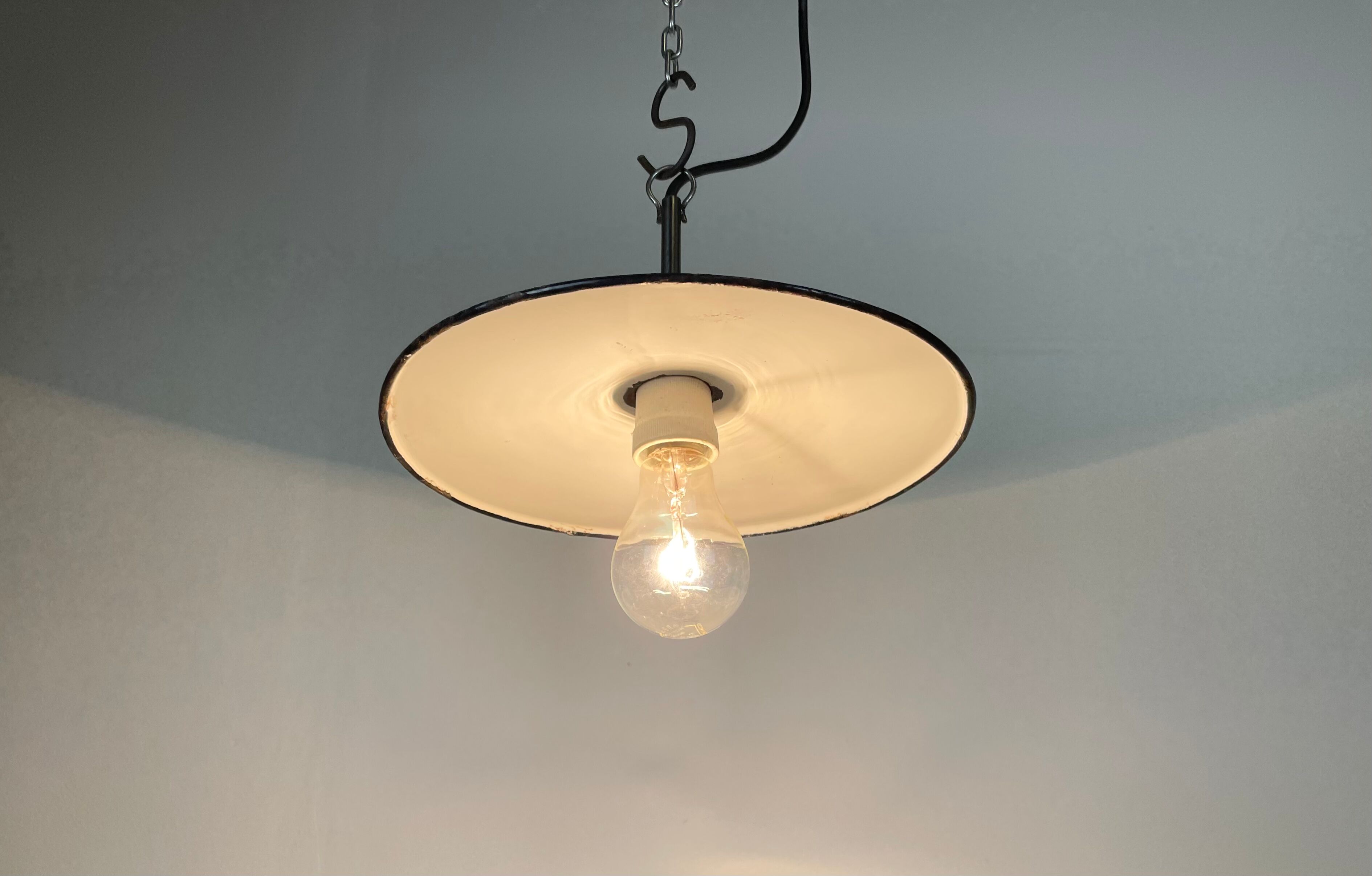 Industrial petrol enamel pendant light, 1970s