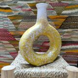 Vase Tamegroute Jaune trou central, Céramique Maroc, Décoration intérieure