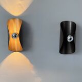 Pair of vintage wall sconces, bent steel, France, 1970