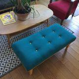 Banquette vert canard et moutarde