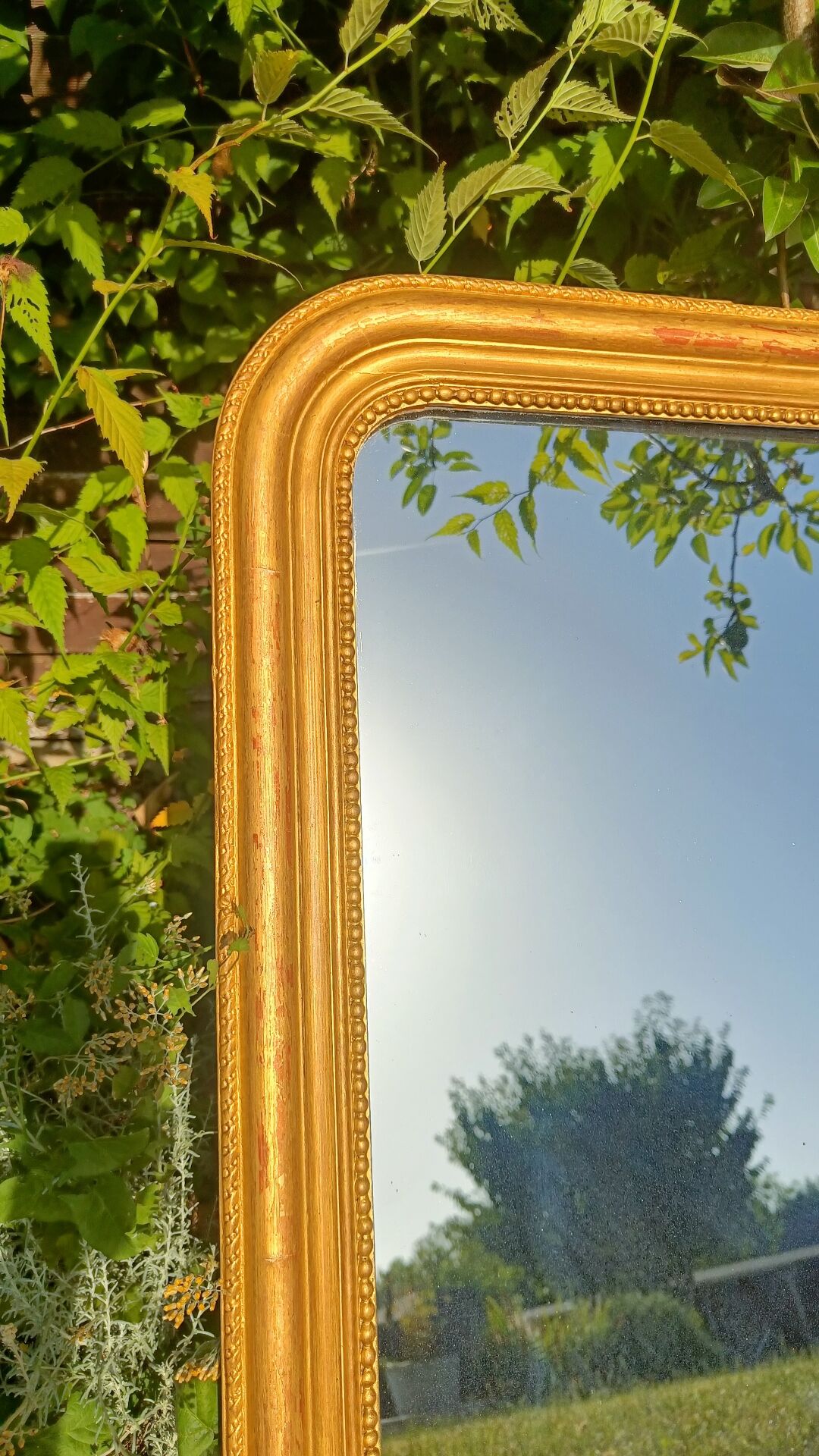 Antique gilded patinated Louis-Philippe mirror