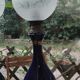 Pair of dark blue kerosene lamps