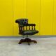 Chesterfield Revolving Captain's Chair with Green Leather Upholstery