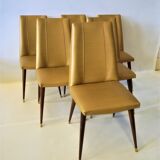 Series of 6 vintage chairs compass feet