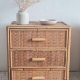 Pair of rattan bedside tables circa the 1970s.