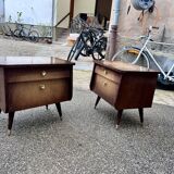 Pair of bedside tables, end of vintage sofa, old 1950