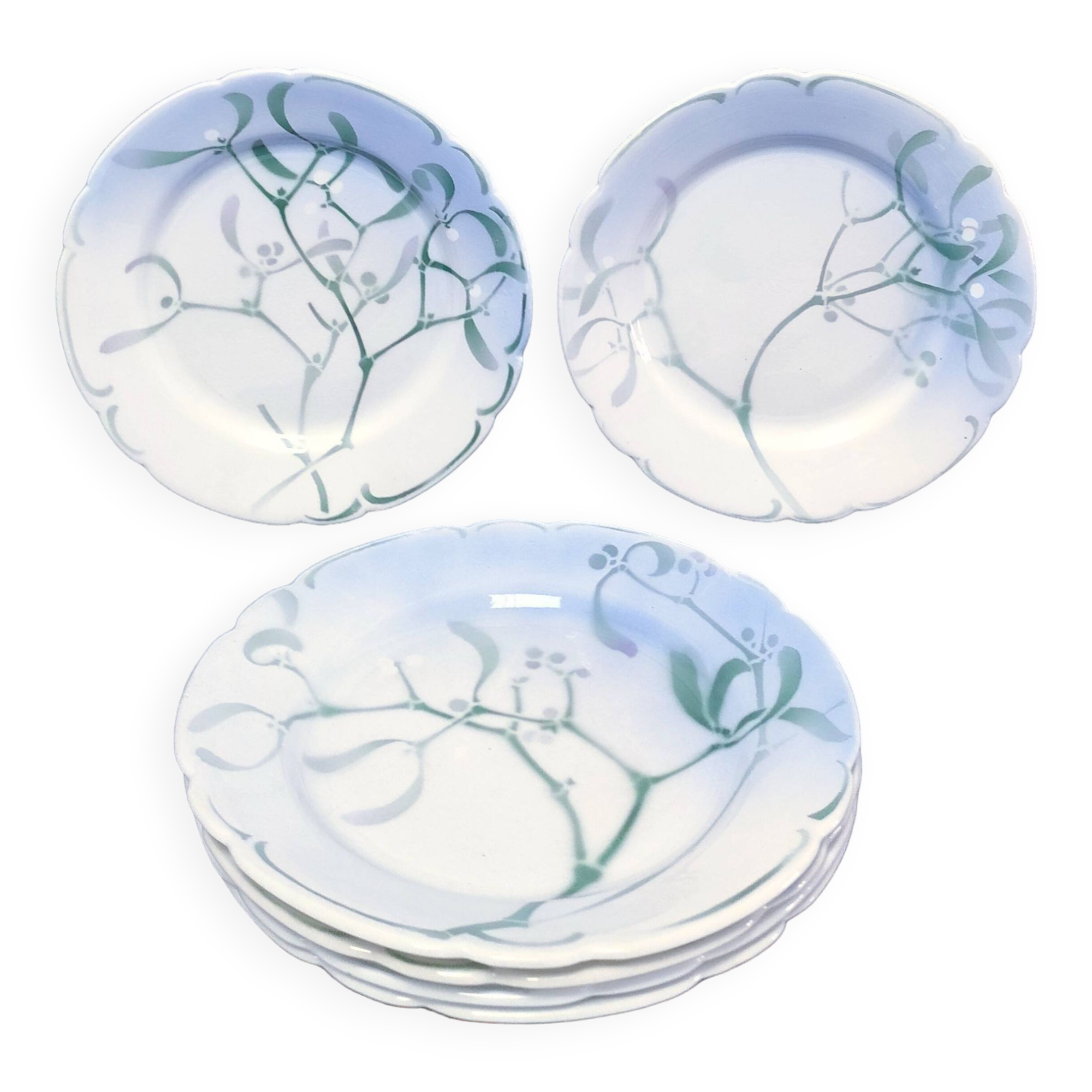 Six assiettes "Gui" Edmond Lachenal Art Nouveau