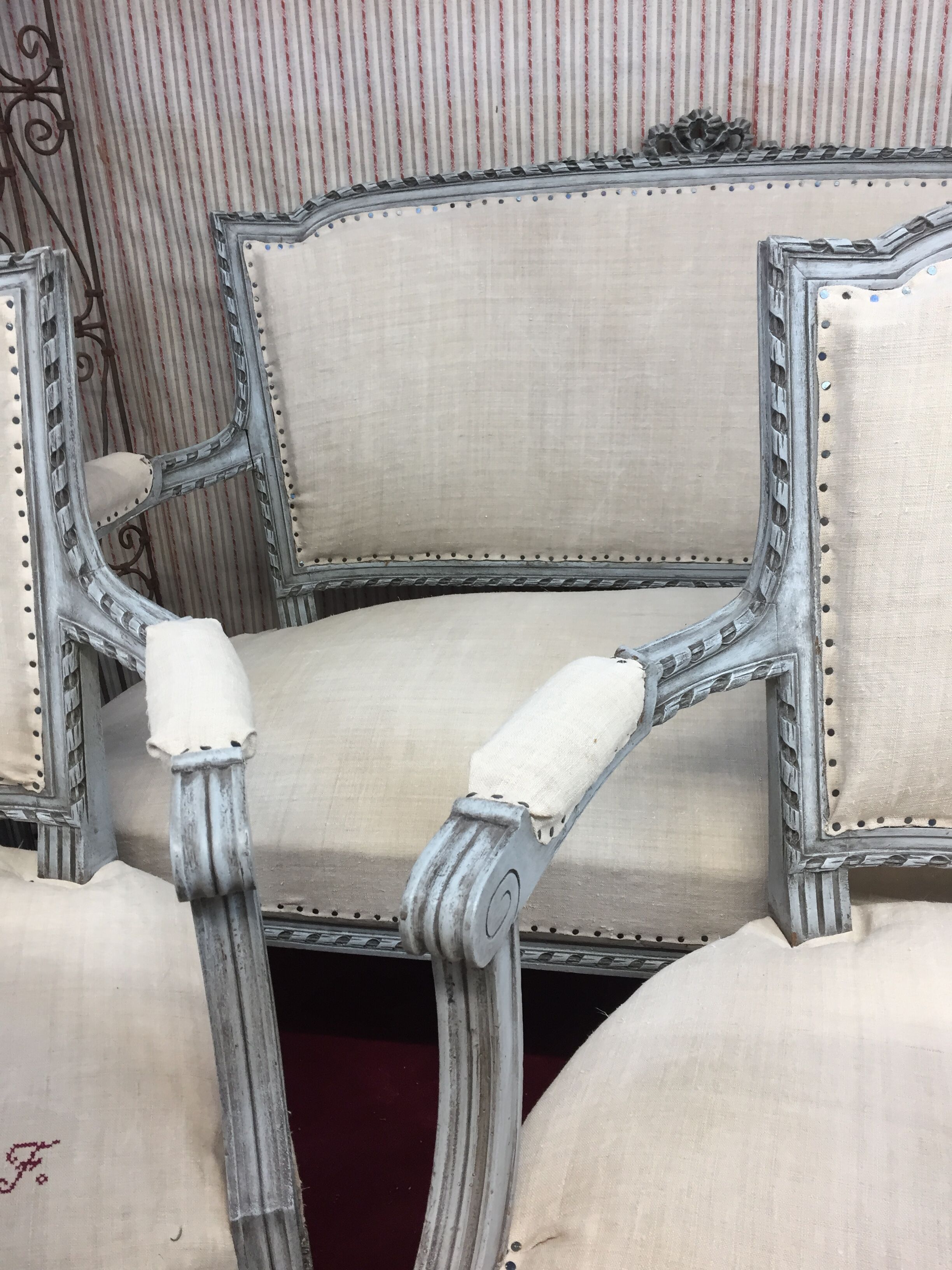 Armchair Cabriolet old Louis XVI style completely renovated