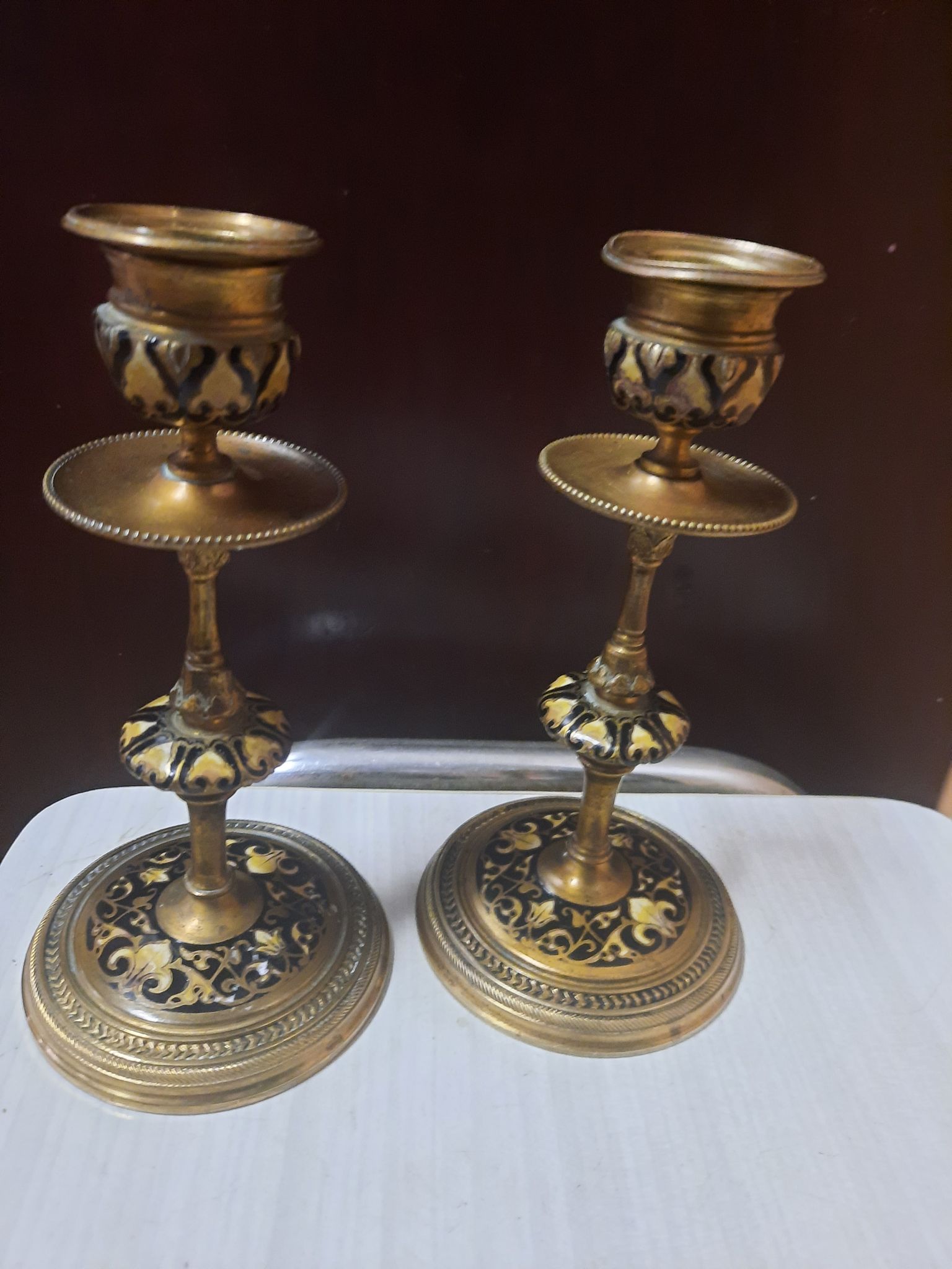 Pair of gilded bronze candlesticks Napoleon III