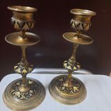Pair of gilded bronze candlesticks Napoleon III
