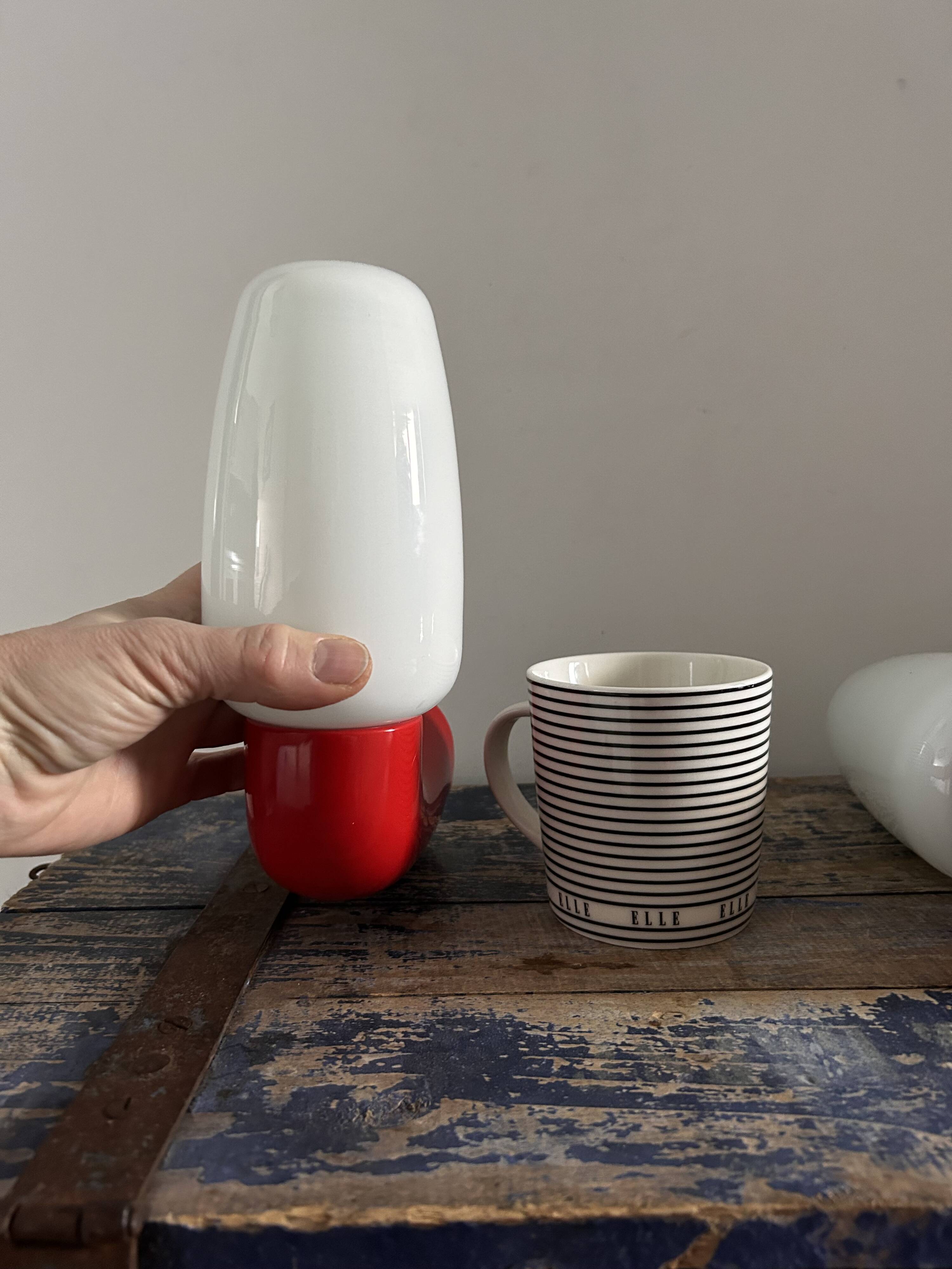 Pair of red and white seventies wall lights