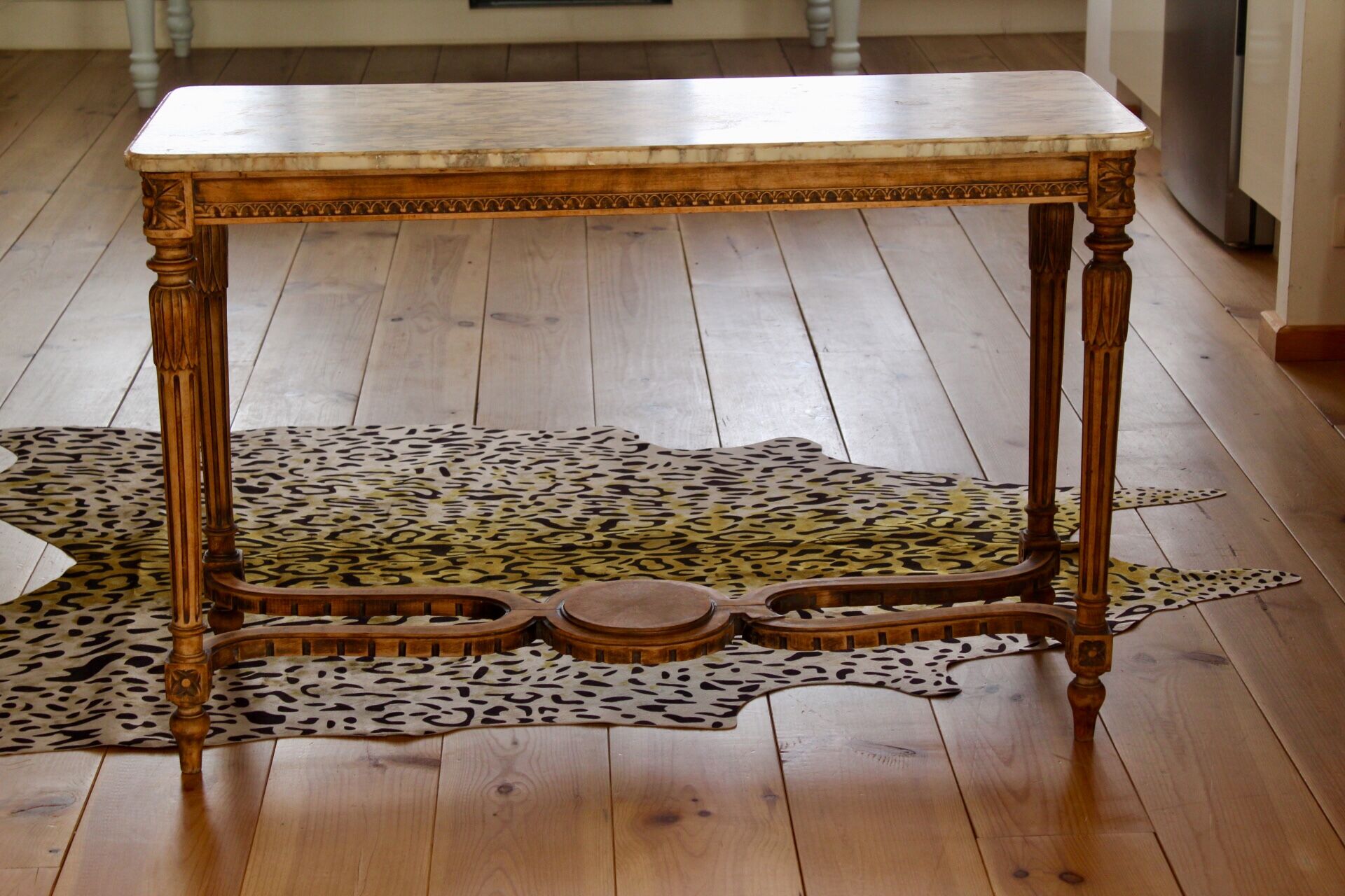 Console old feet wood and marble top