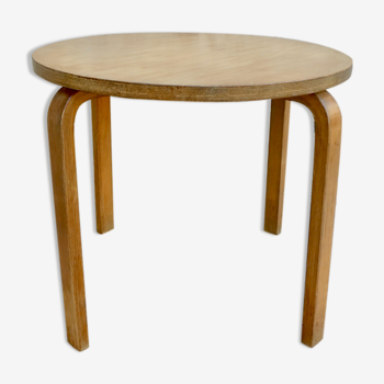 Table basse ronde en bois clair multipli de bouleau années 60