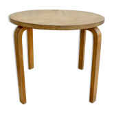 Light wood round coffee table, birch multipli, 60s