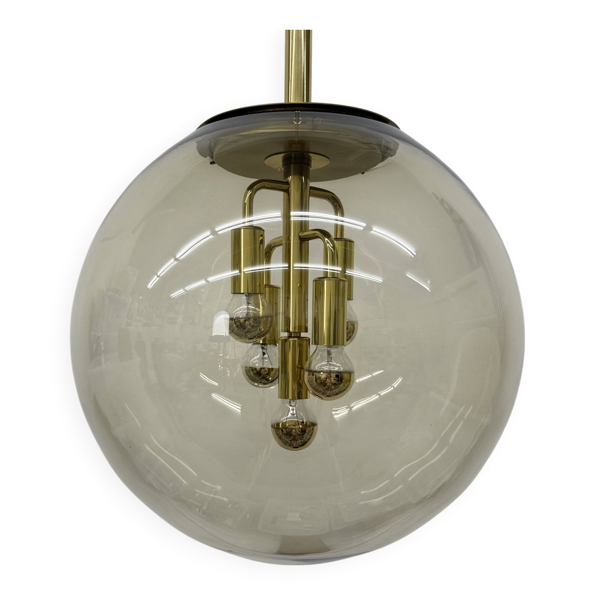 Doria Leuchten globe glass hanging lamp , 1970s