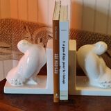 Pair of greenhouse art-deco books about cracked earthenware bird