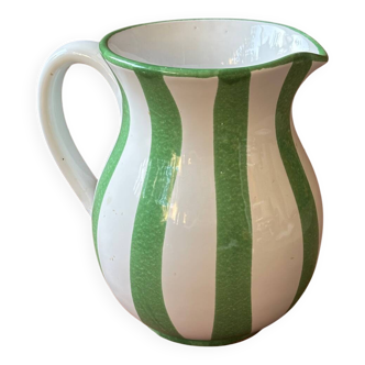 Striped pitcher in enamelled terracotta