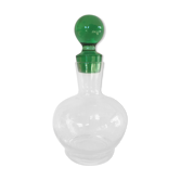 Glass wine carafe with green glass cap