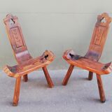 Pair of brutalist tripod stools