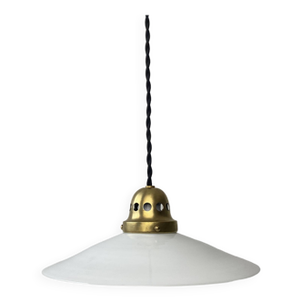 Ancienne suspension conique en opaline vintage