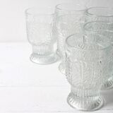 Set of 6 Mid-century Rare Pressed Glass Glasses / Libochovice / 1981