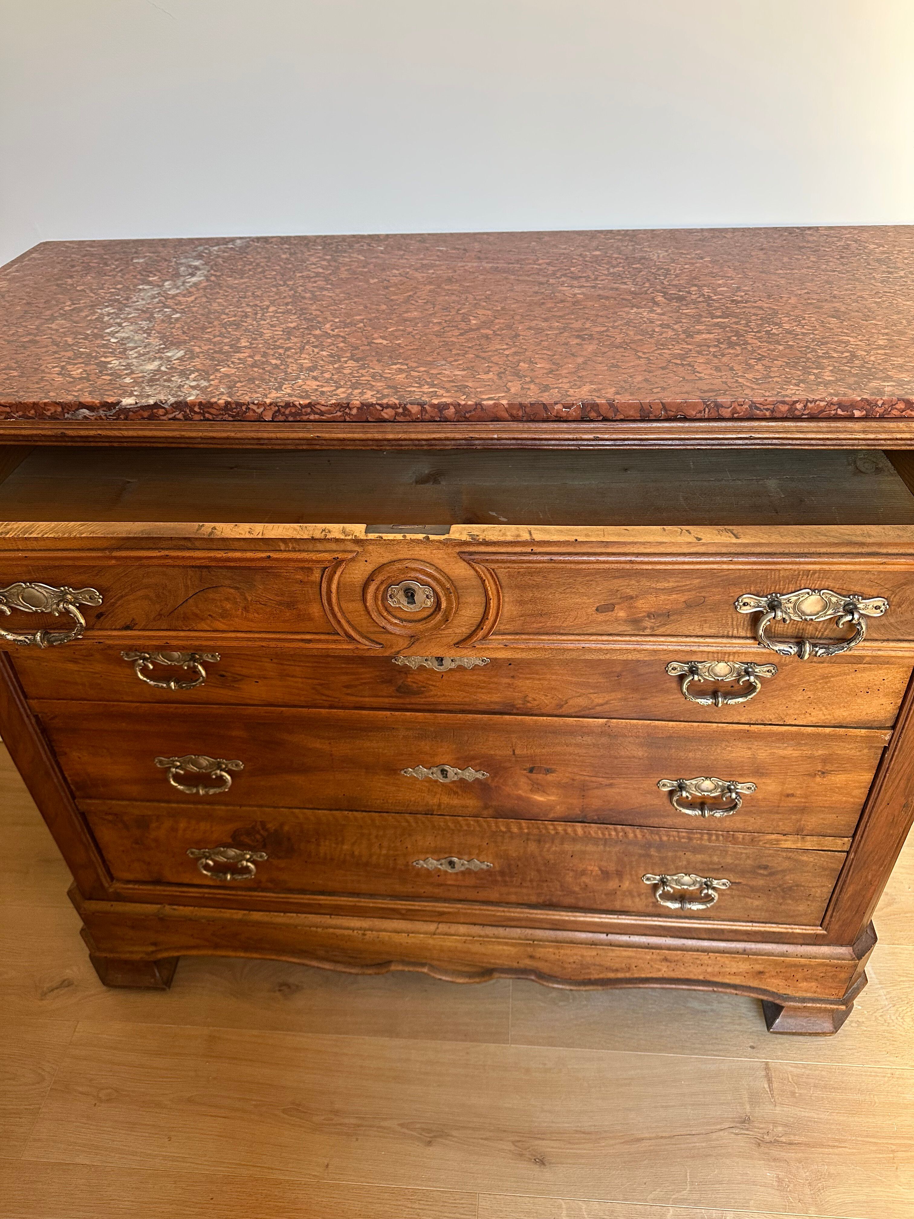 Louis-Philippe walnut commode with marble top