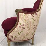 Bergère in gilded wood trimmed with fuchsia silk and velvet, art deco inspired by Louis XVI
