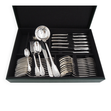 Christofle Vendôme Shell, cutlery set 49 pieces, silver-plated knives.