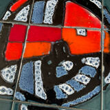 Coffee table in signed ceramic and chromed metal 70s