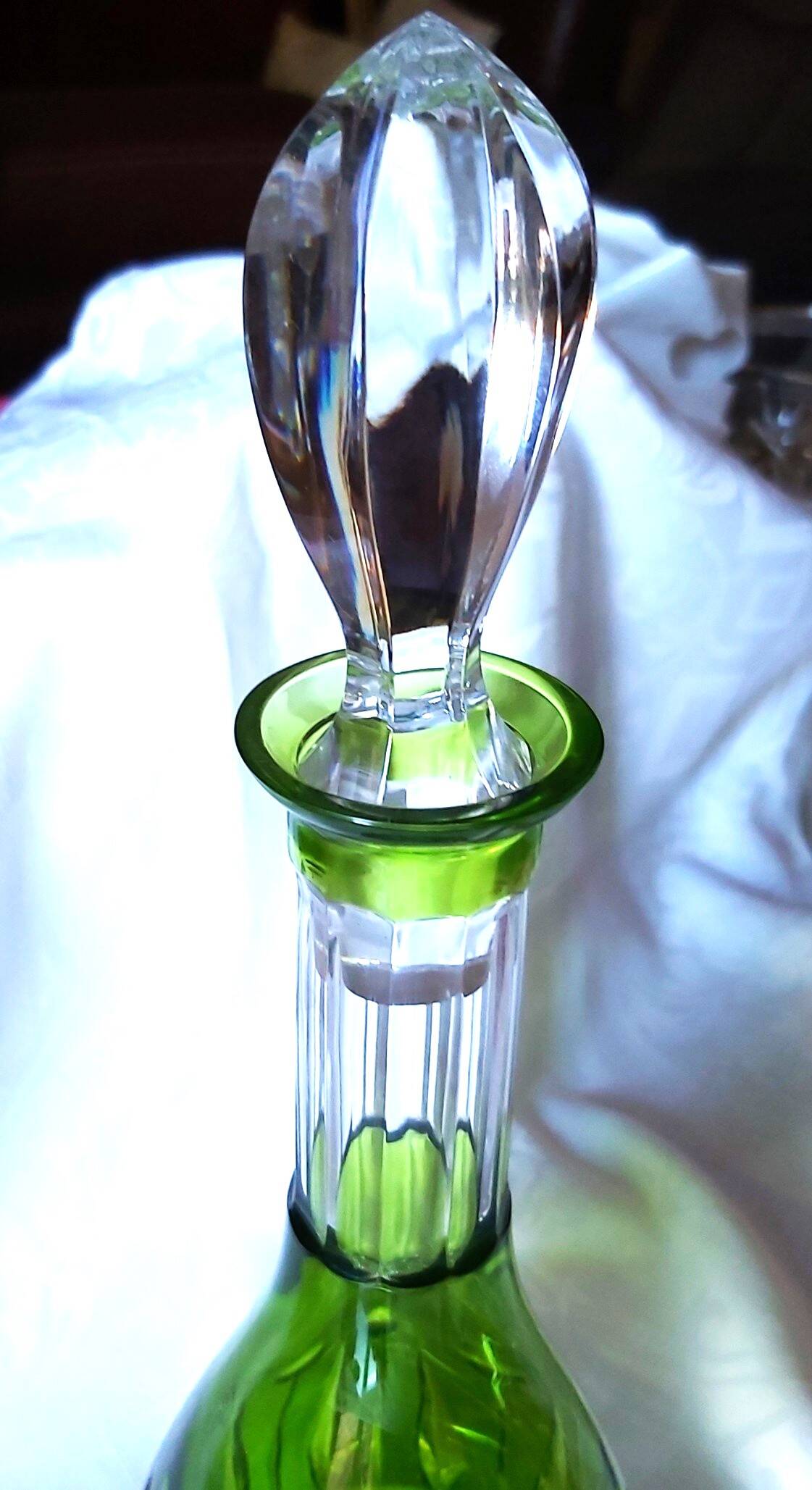 Green Baccarat cut crystal carafe