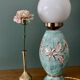 Lampe vintage en céramique et opaline blanche.