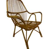 Rattan easy chair by Dirk van Sliedregt Rohe Noordwolde 1960 in the Netherlands