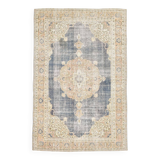 7x10 Turkish Classic Pattern Blue Beige Vintage Rug, 210x324Cm