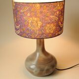 Vintage Ceramic Lamp - Indian Purple Flower Shade - 70s Style