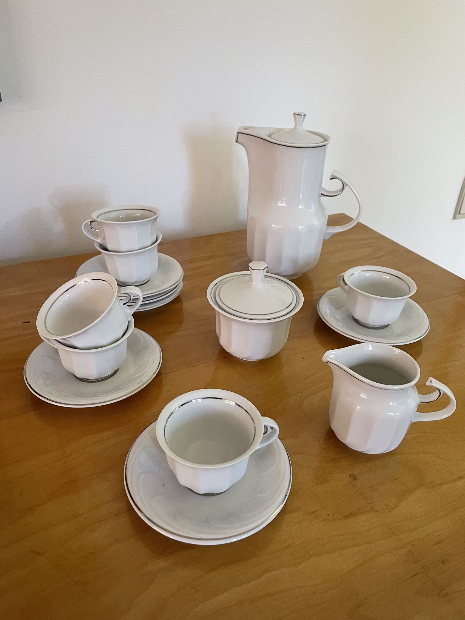 Vintage white porcelain coffee service from hollóháza hungary