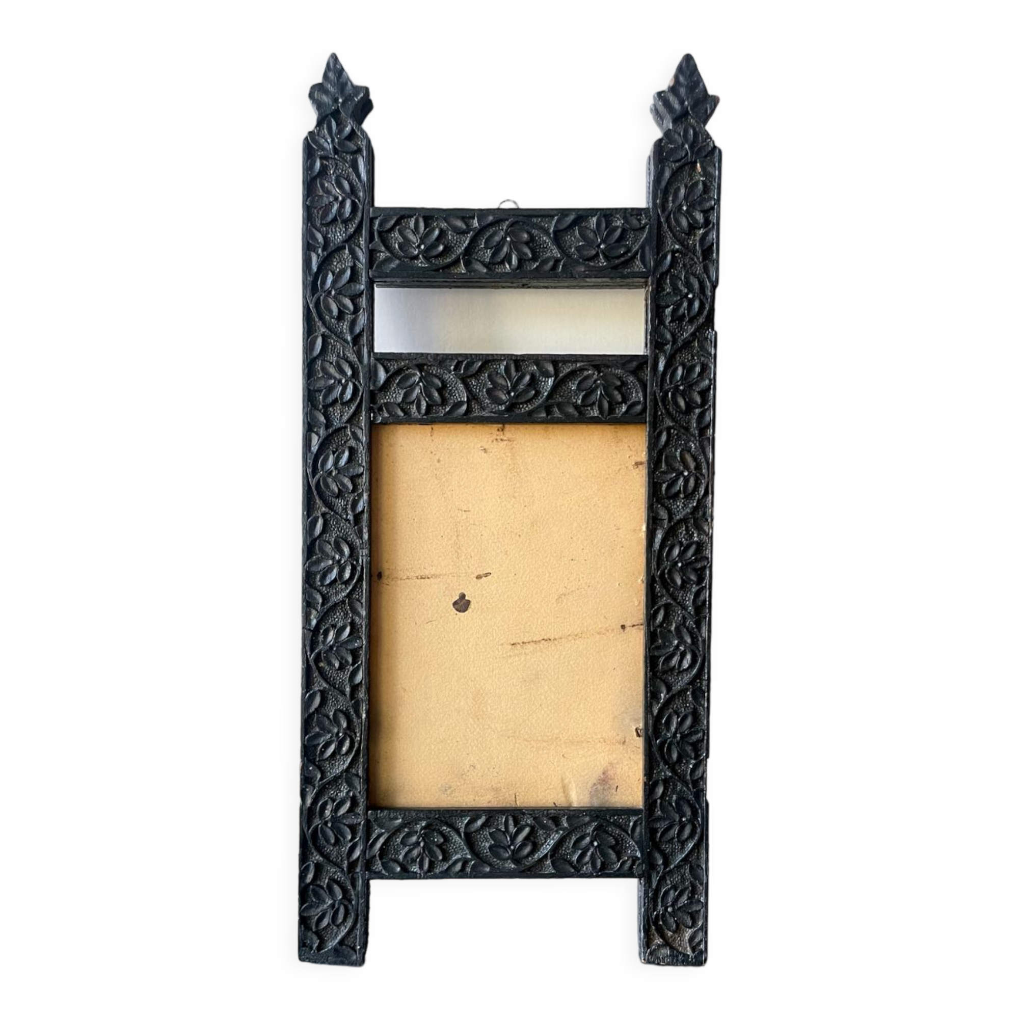 Antique Wooden Picture Frame with flower carvings 42 cm x 19 cm