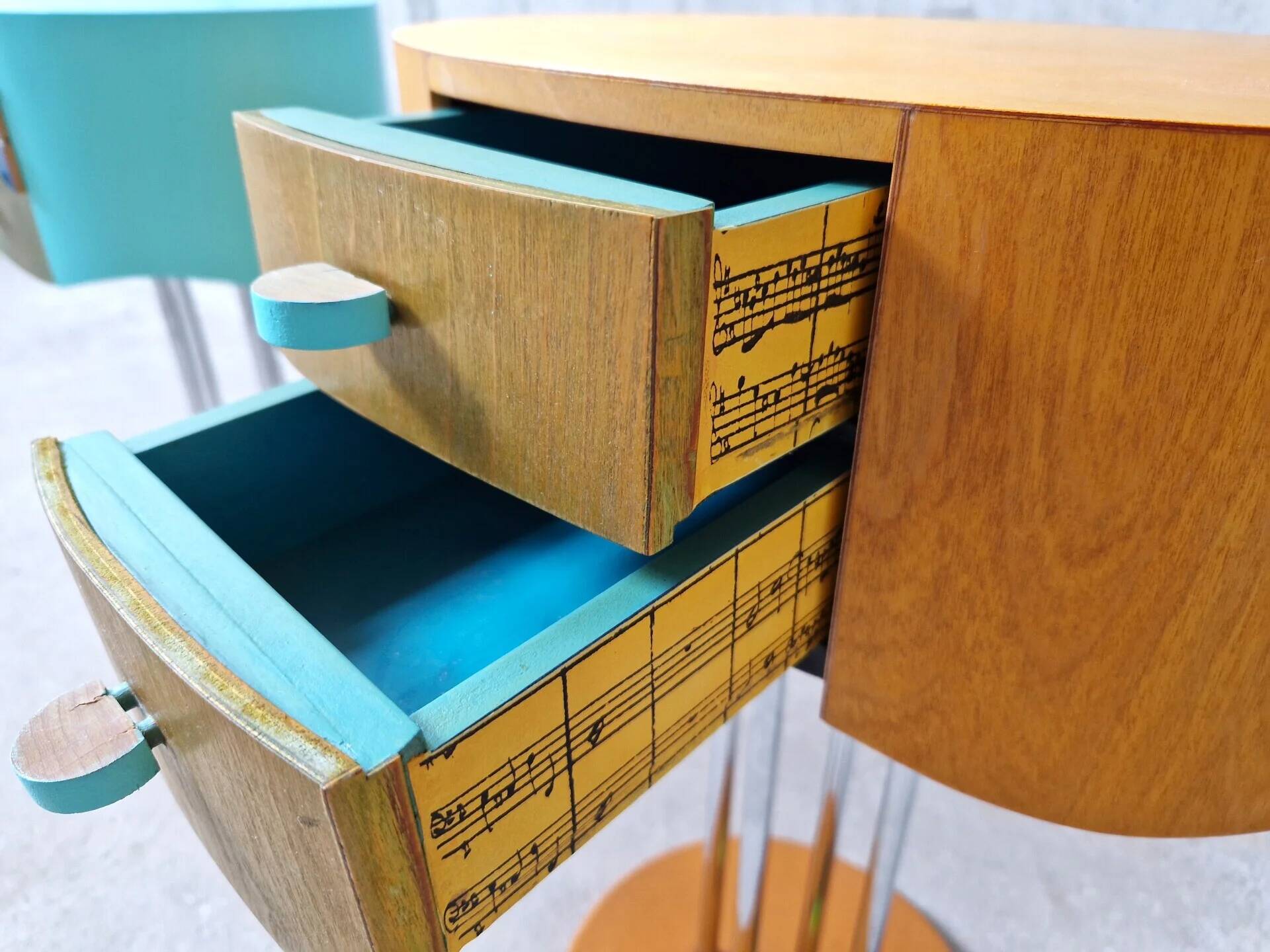 Pair of postmodern Memphis Milano style side tables, 1980s