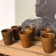 Lot 6 cups in earth-coloured stoneware
