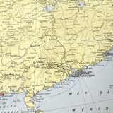 Vintage map Asia China Korea 43x43cm from 1950