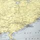 Vintage map Asia China Korea 43x43cm from 1950