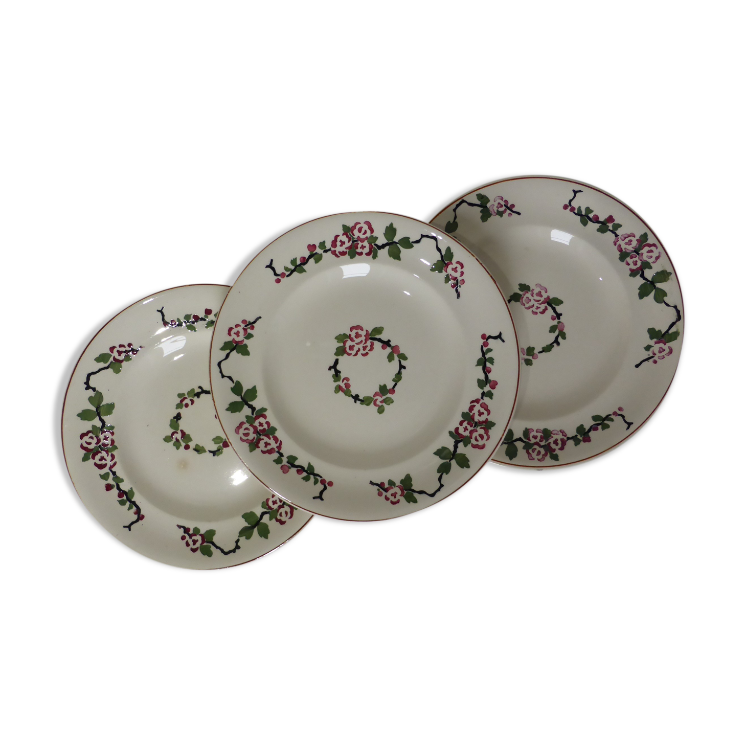 3 Longwy flat plates, Aubépine model