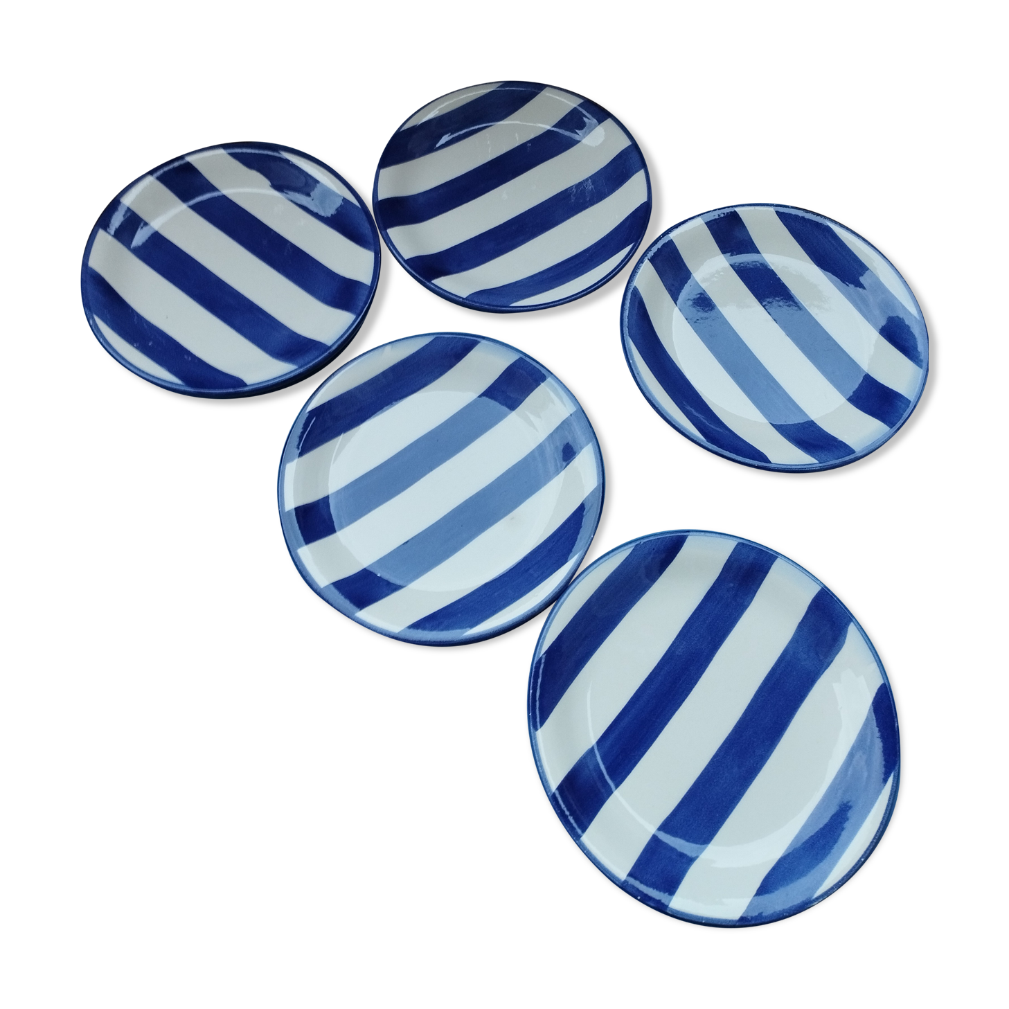 Blue striped dessert plates
