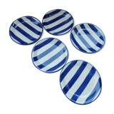 Assiettes à dessert rayures bleues