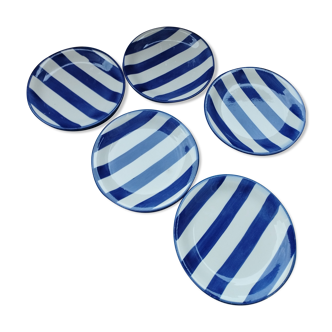 Blue striped dessert plates
