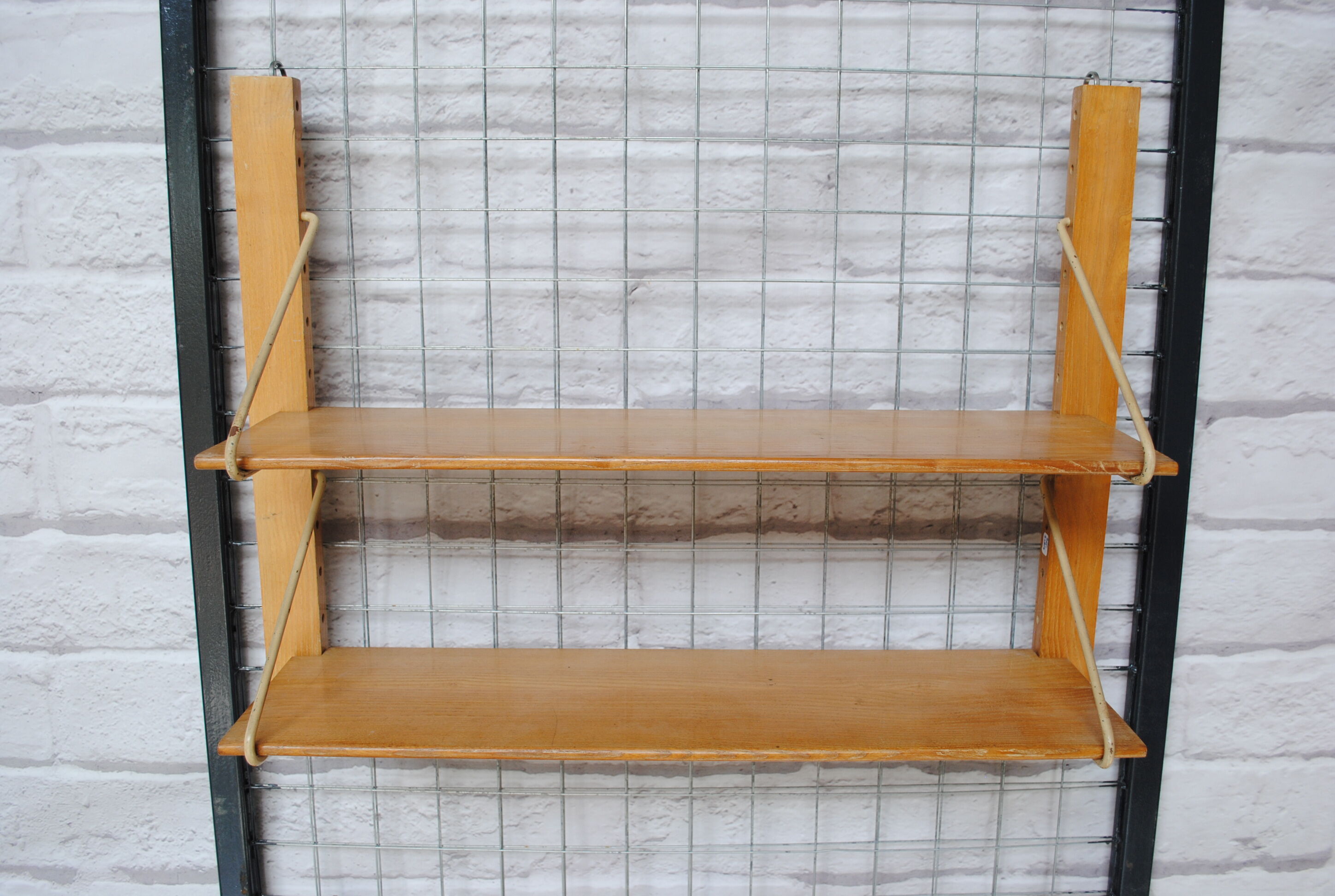 Wooden and metal wall shelf