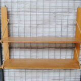 Wooden and metal wall shelf