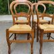 4 Louis Philippe chairs, solid curved wood and straw