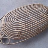 Small table basket braided in rafia and wicker, circa 1930