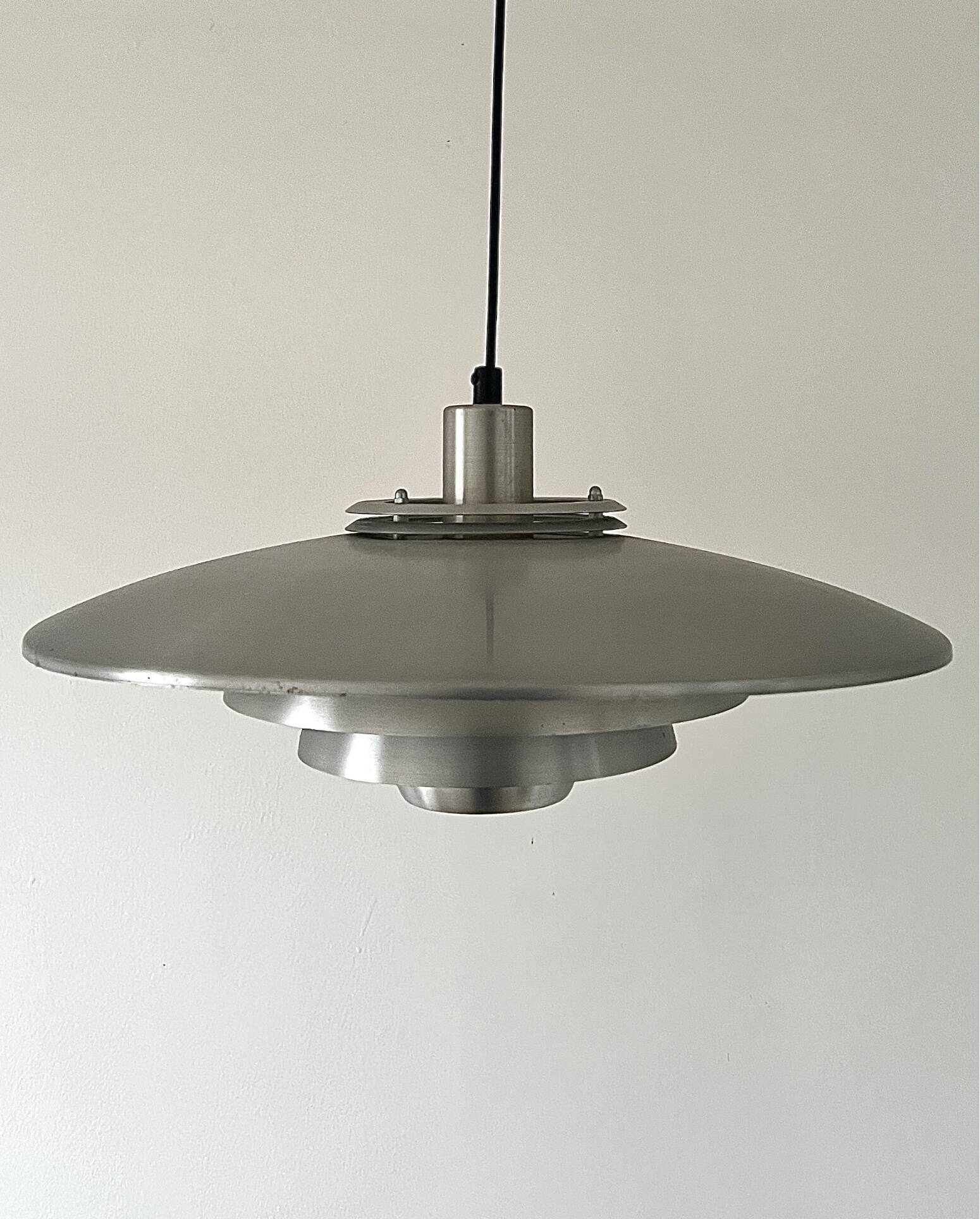 Danish suspension light JEKA in chrome metal, design Denmark 1970.