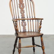 Chaise de salle à manger Windsor à dossier haut, style anglais ancien